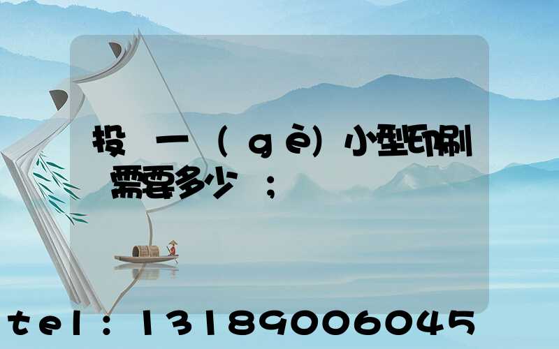 投資一個(gè)小型印刷廠需要多少錢